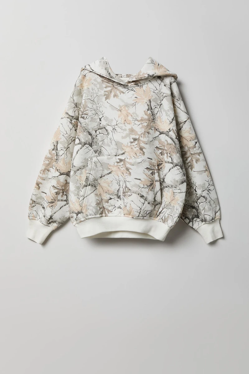 Girls Camo Fleece Boxy Hoodie