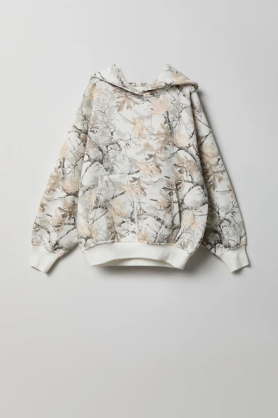 Girls Camo Fleece Boxy Hoodie