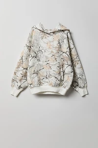 Girls Camo Fleece Boxy Hoodie