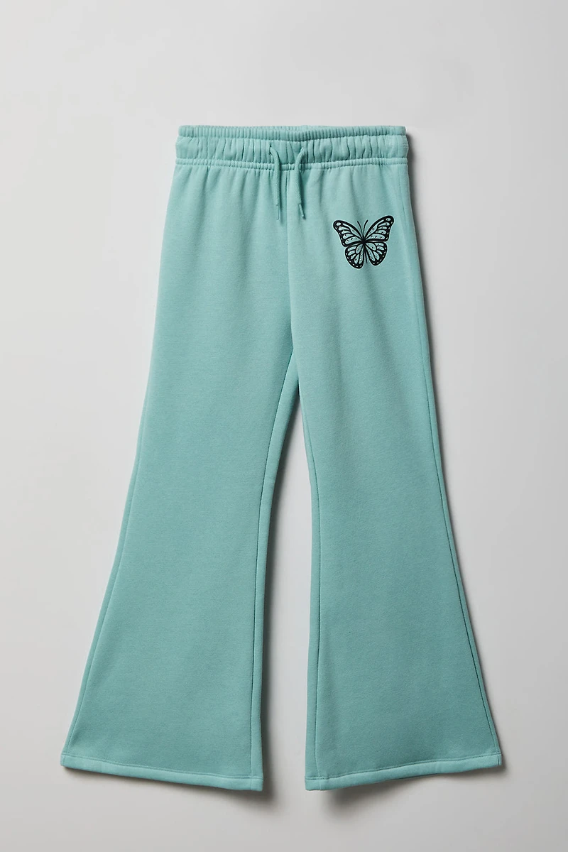 Girls Embroidered Fleece Flare Sweatpant