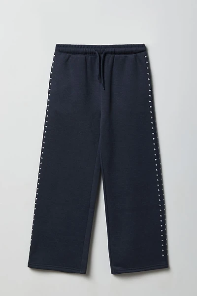 Pantalon d'entraînement à jambe large en molleton clouté pour fille
