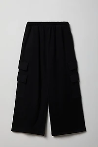 Girls Wide Leg Cargo Fleece Sweatpant