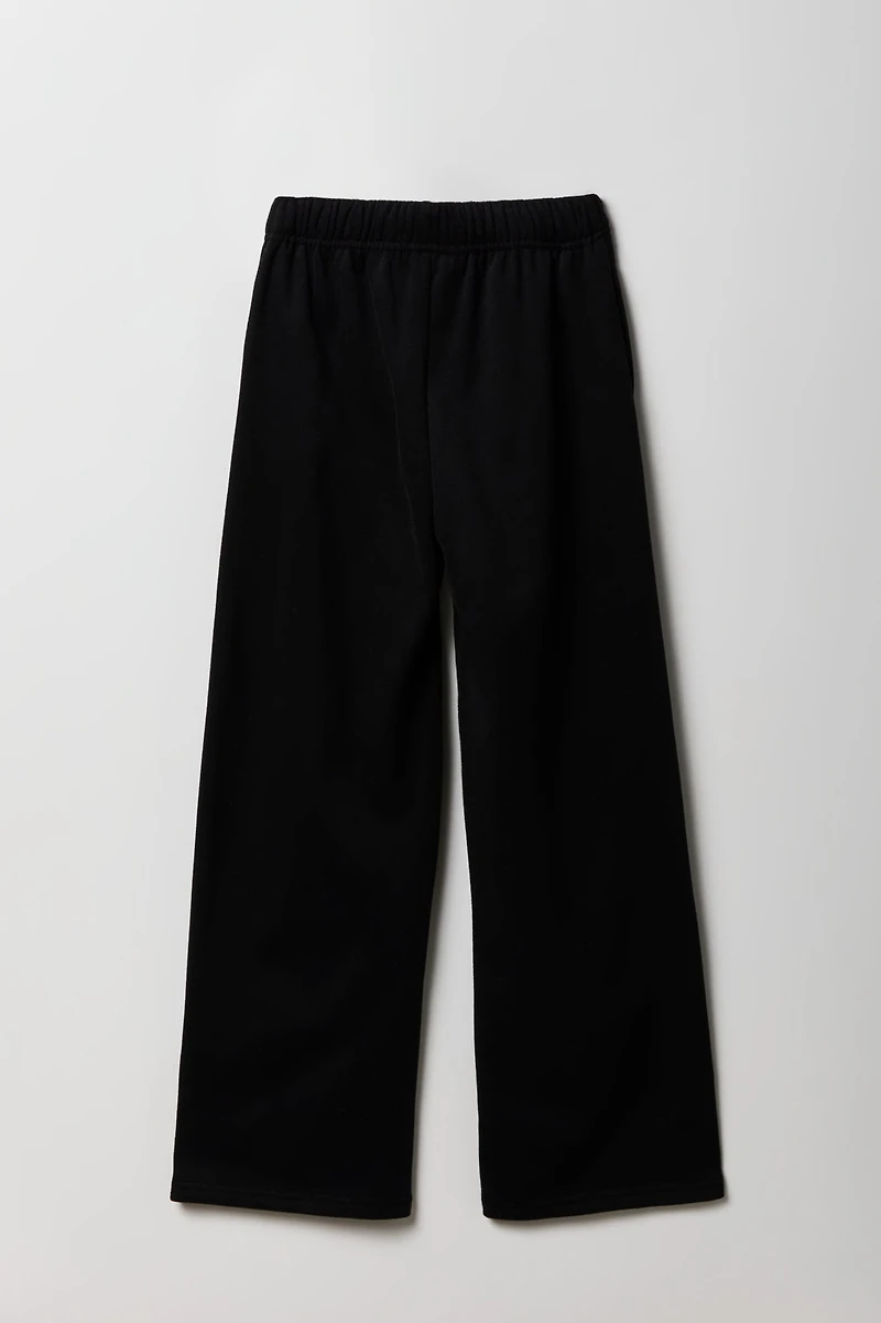 Pantalon d'entraînement à jambe large en molleton imprimé pour fille