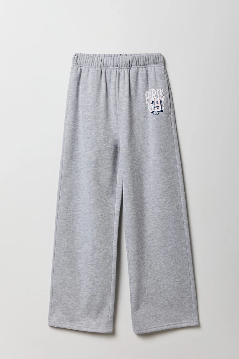 Girls Graphic Fleece Wide Leg Sweatpant
