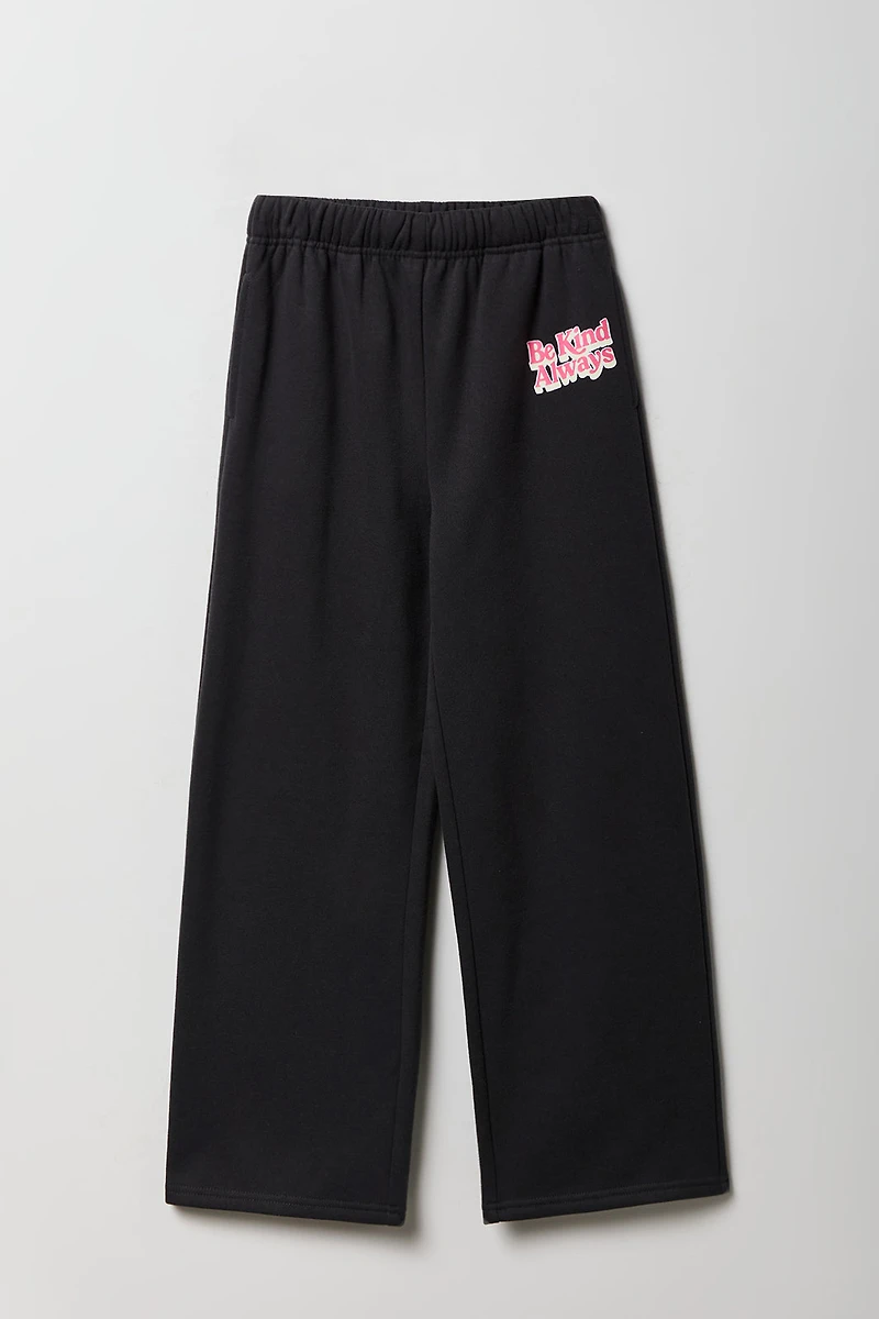 Pantalon d'entraînement à jambe large en molleton imprimé pour fille
