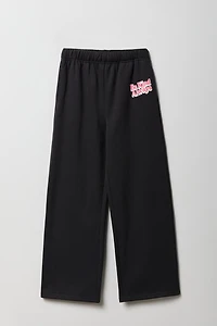 Pantalon d'entraînement à jambe large en molleton imprimé pour fille