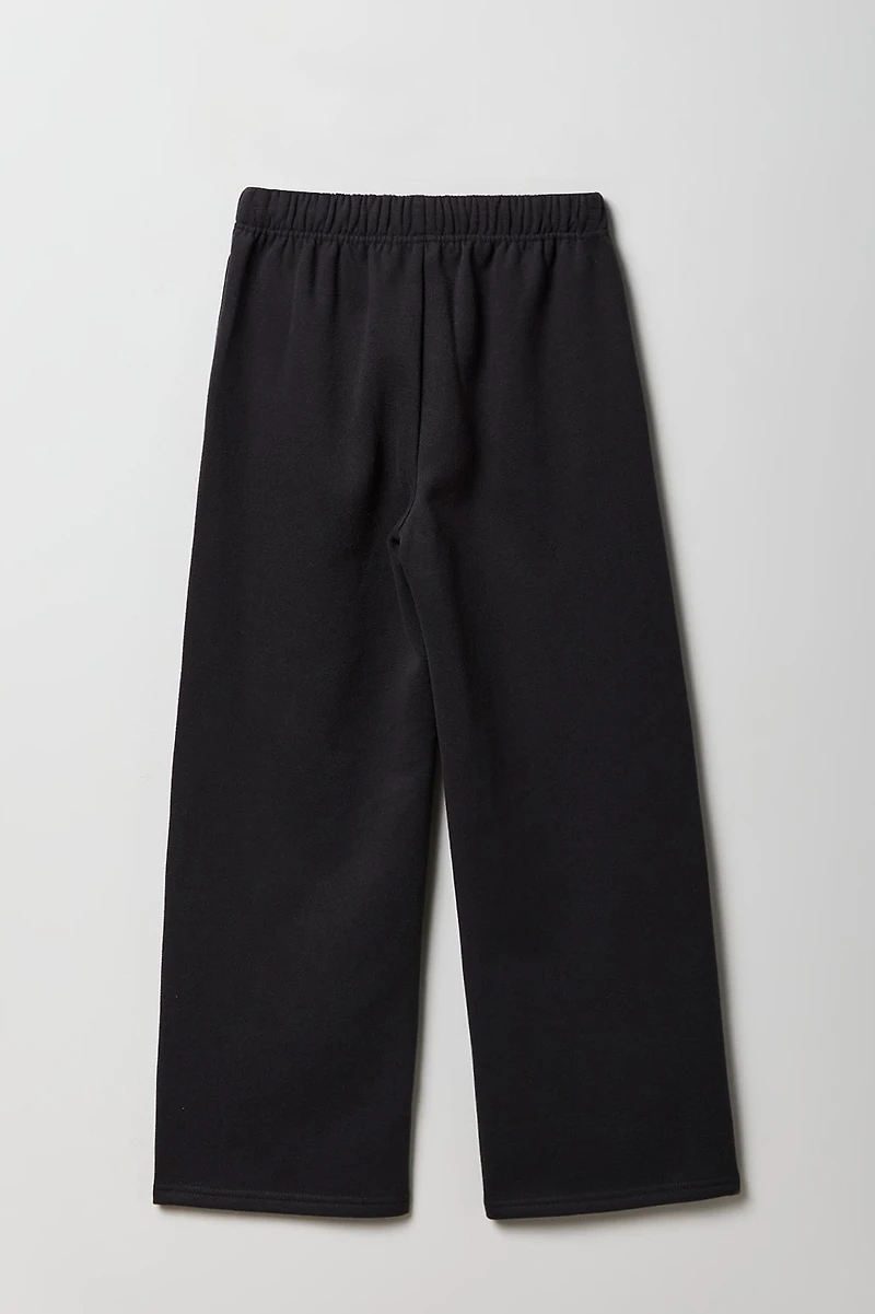 Pantalon d'entraînement à jambe large en molleton imprimé pour fille