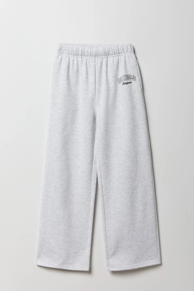 Pantalon d'entraînement à jambe large en molleton imprimé pour fille