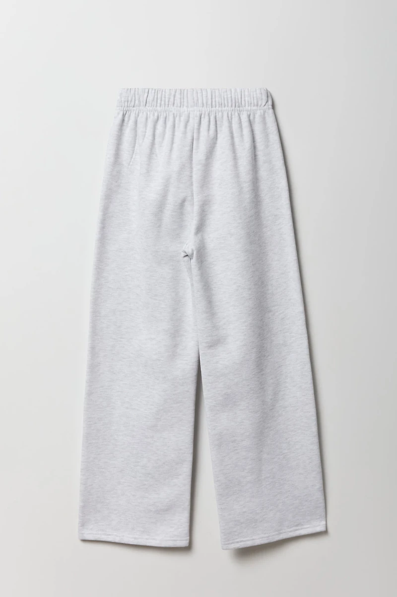 Pantalon d'entraînement à jambe large en molleton imprimé pour fille