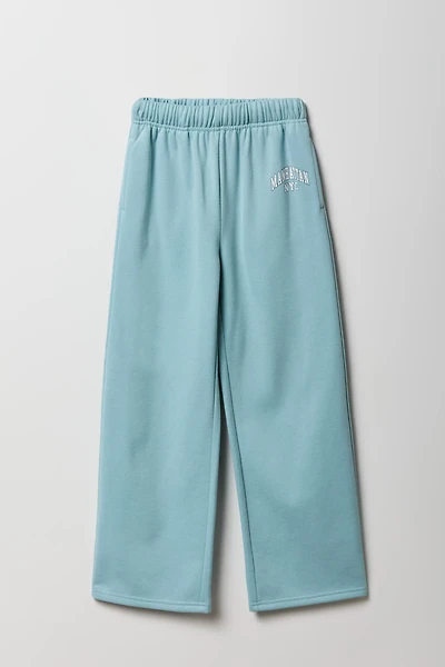 Pantalon d'entraînement à jambe large en molleton imprimé pour fille