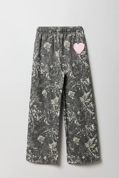 Pantalon d'entraînement à jambe large en molleton imprimé pour fille