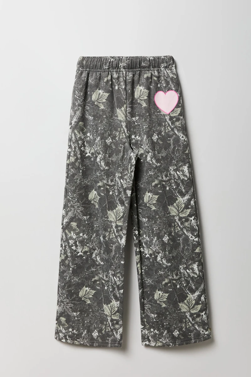 Girls Graphic Fleece Wide Leg Sweatpant