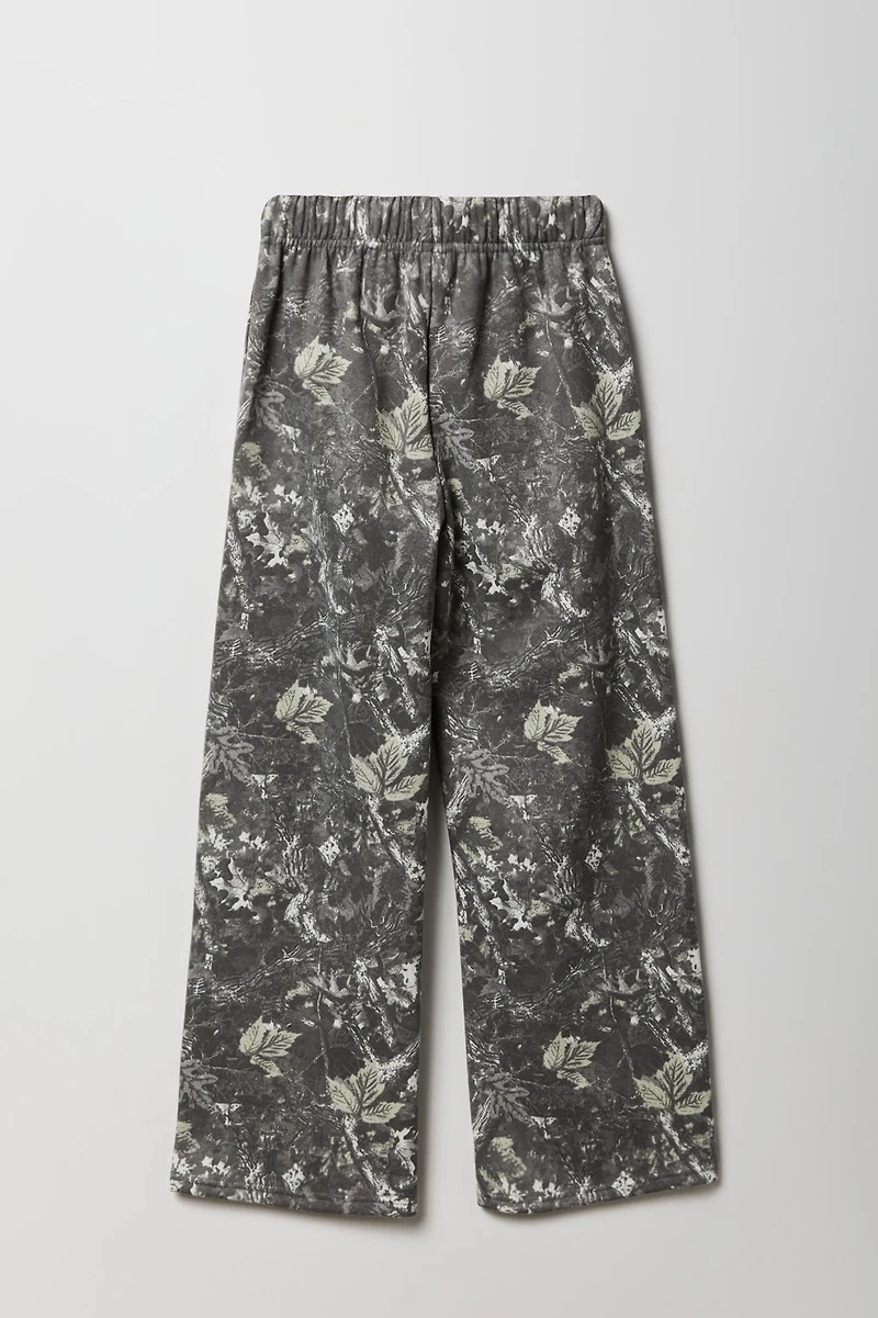 Pantalon d'entraînement à jambe large en molleton imprimé pour fille