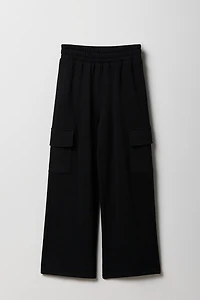 Girls Fleece Wide Leg Cargo Sweatpant
