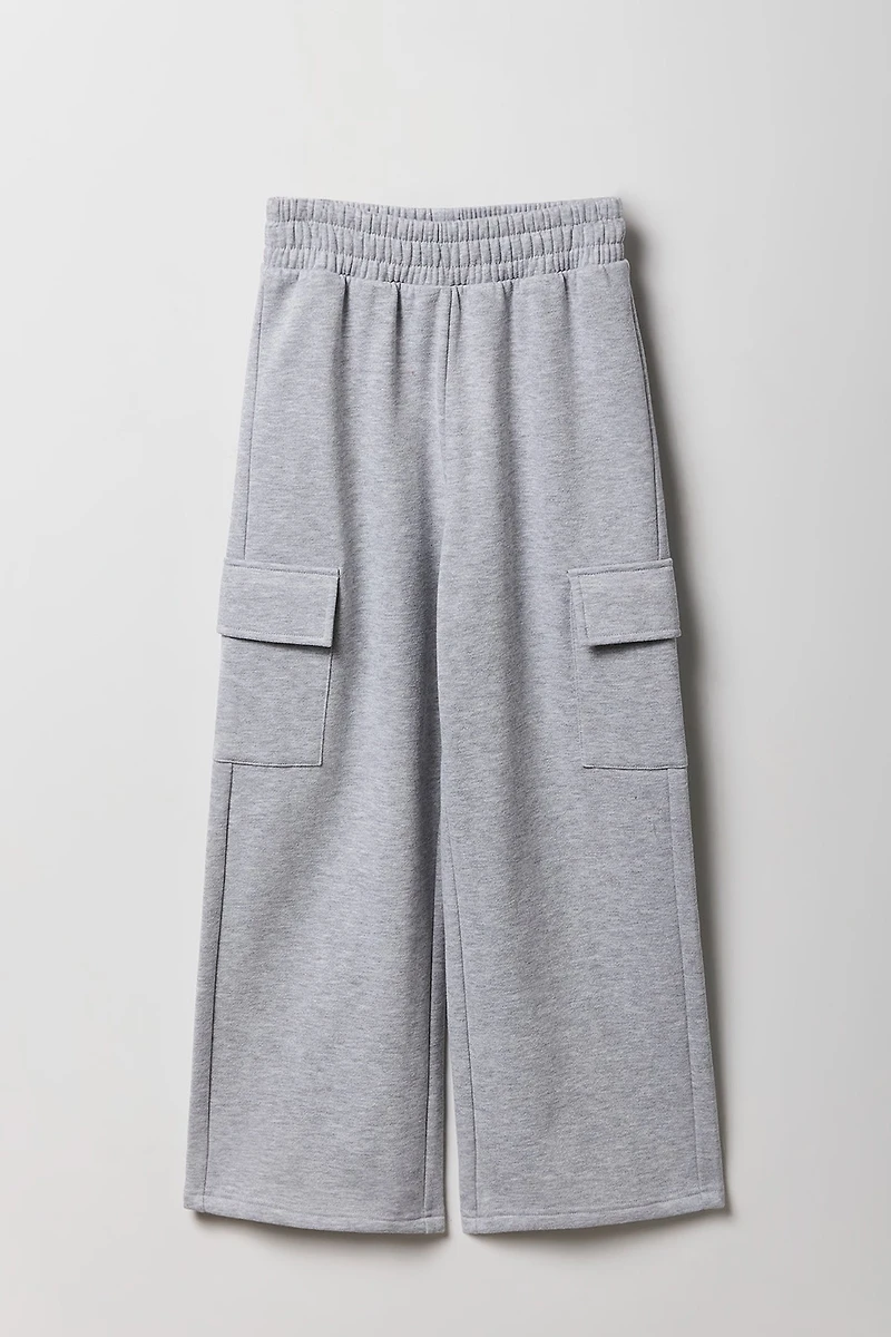 Pantalon cargo en molleton à jambe large pour filles