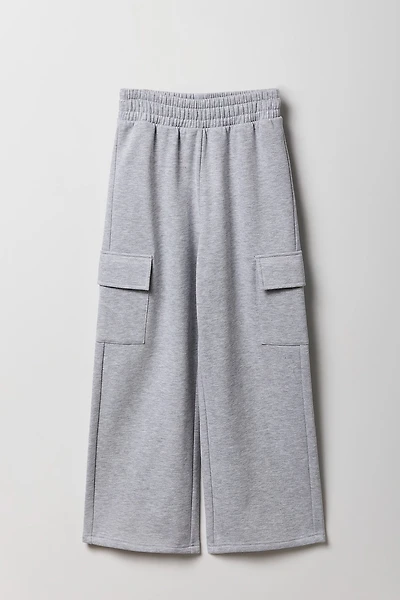 Pantalon cargo en molleton à jambe large pour filles