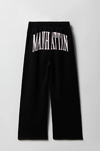 Pantalon en molleton jambe large à imprimé pour filles