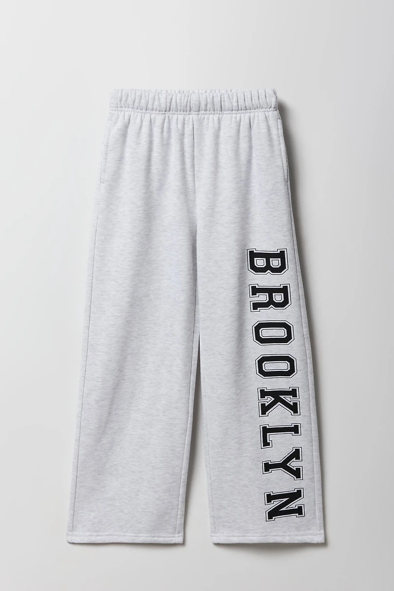 Pantalon en molleton jambe large à imprimé pour filles