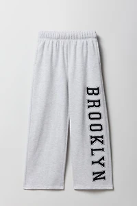 Pantalon en molleton jambe large à imprimé pour filles