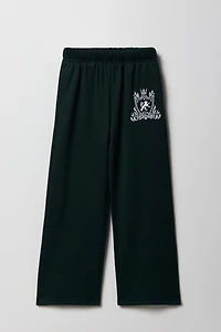 Pantalon en molleton jambe large à imprimé pour filles