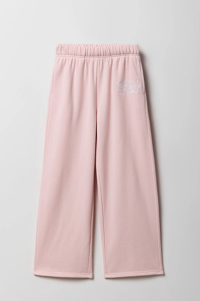 Pantalon en molleton jambe large à imprimé pour filles