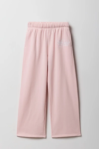 Girls Graphic Fleece Wide Leg Sweatpant