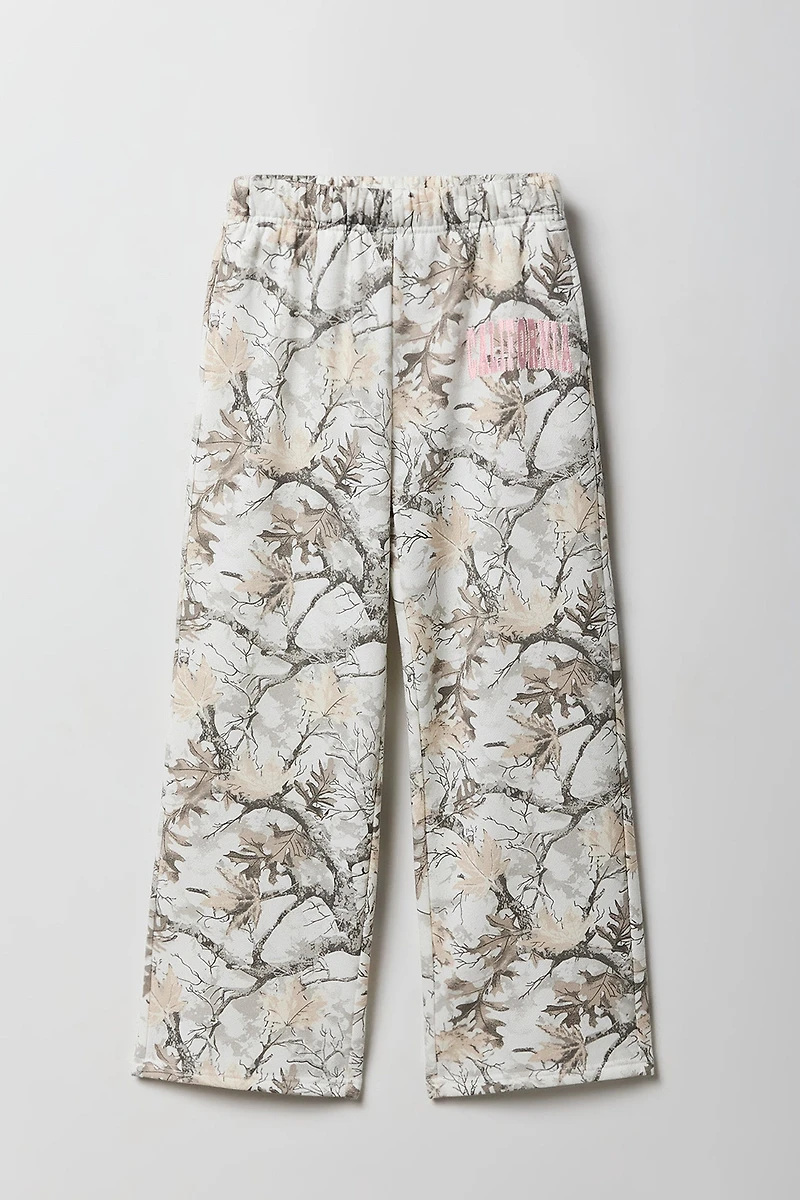 Pantalon en molleton jambe large à imprimé pour filles