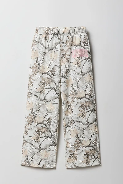 Pantalon en molleton jambe large à imprimé pour filles