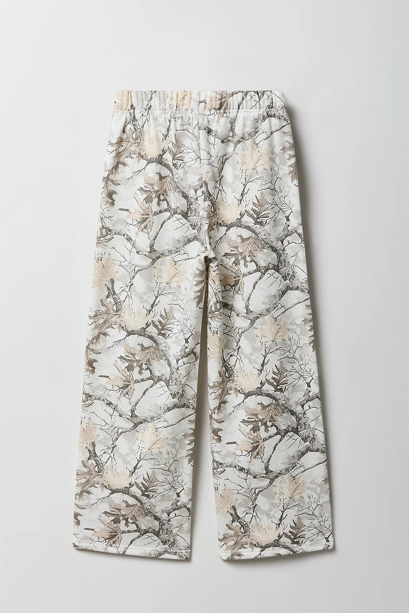 Pantalon en molleton jambe large à imprimé pour filles