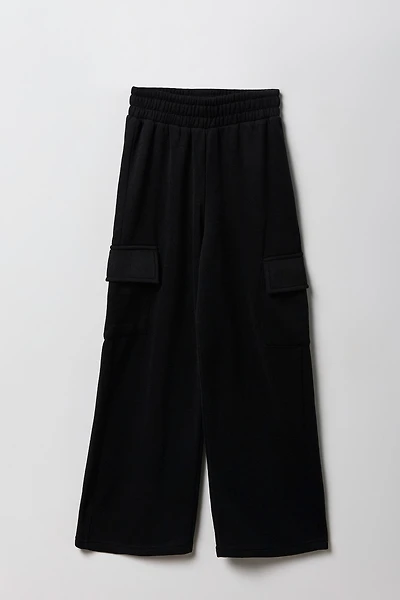 Girls Wide Leg Cargo Fleece Sweatpant
