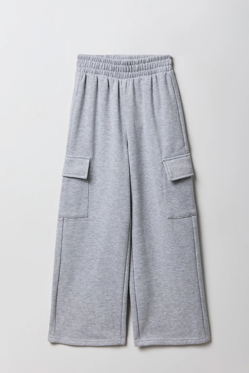 Pantalon d'entraînement cargo à jambe large en molleton pour fille