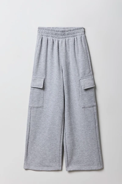 Pantalon d'entraînement cargo à jambe large en molleton pour fille