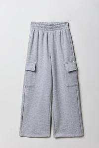 Pantalon d'entraînement cargo à jambe large en molleton pour fille