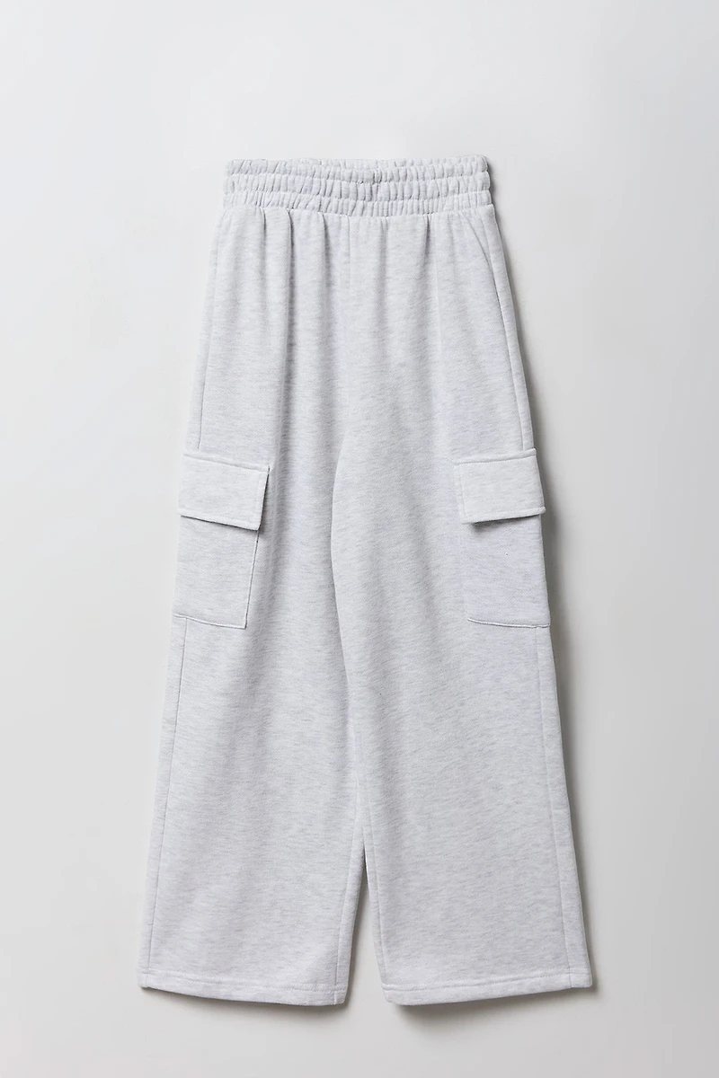 Girls Wide Leg Cargo Fleece Sweatpant