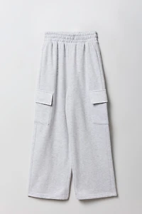 Girls Wide Leg Cargo Fleece Sweatpant