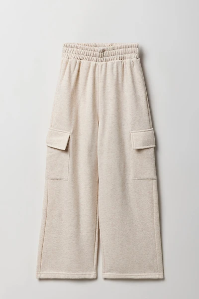 Pantalon d'entraînement cargo à jambe large en molleton pour fille