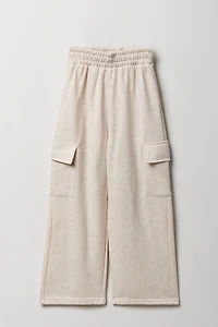 Pantalon d'entraînement cargo à jambe large en molleton pour fille