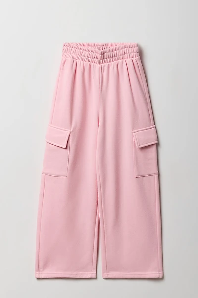Pantalon d'entraînement cargo à jambe large en molleton pour fille