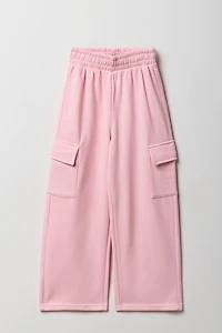 Pantalon d'entraînement cargo à jambe large en molleton pour fille