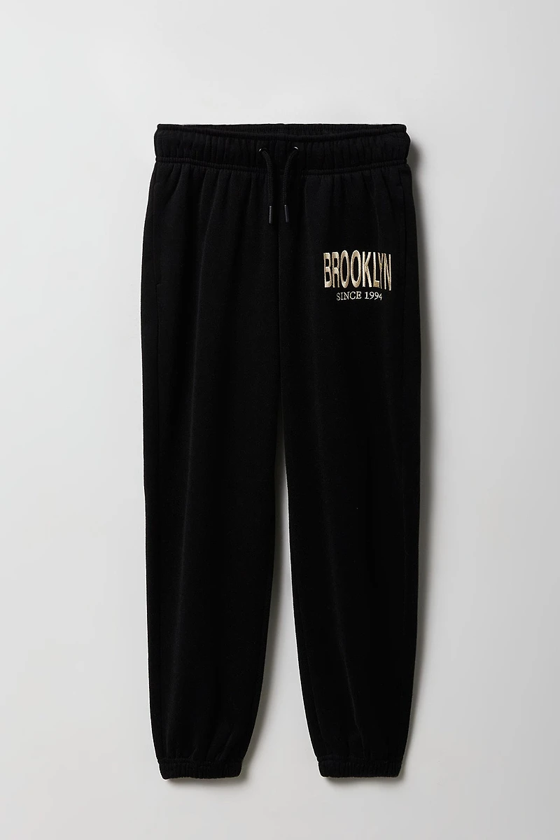 Girls Oversized Embroidered Fleece Jogger
