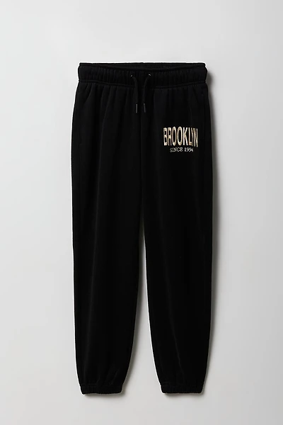 Girls Oversized Embroidered Fleece Jogger