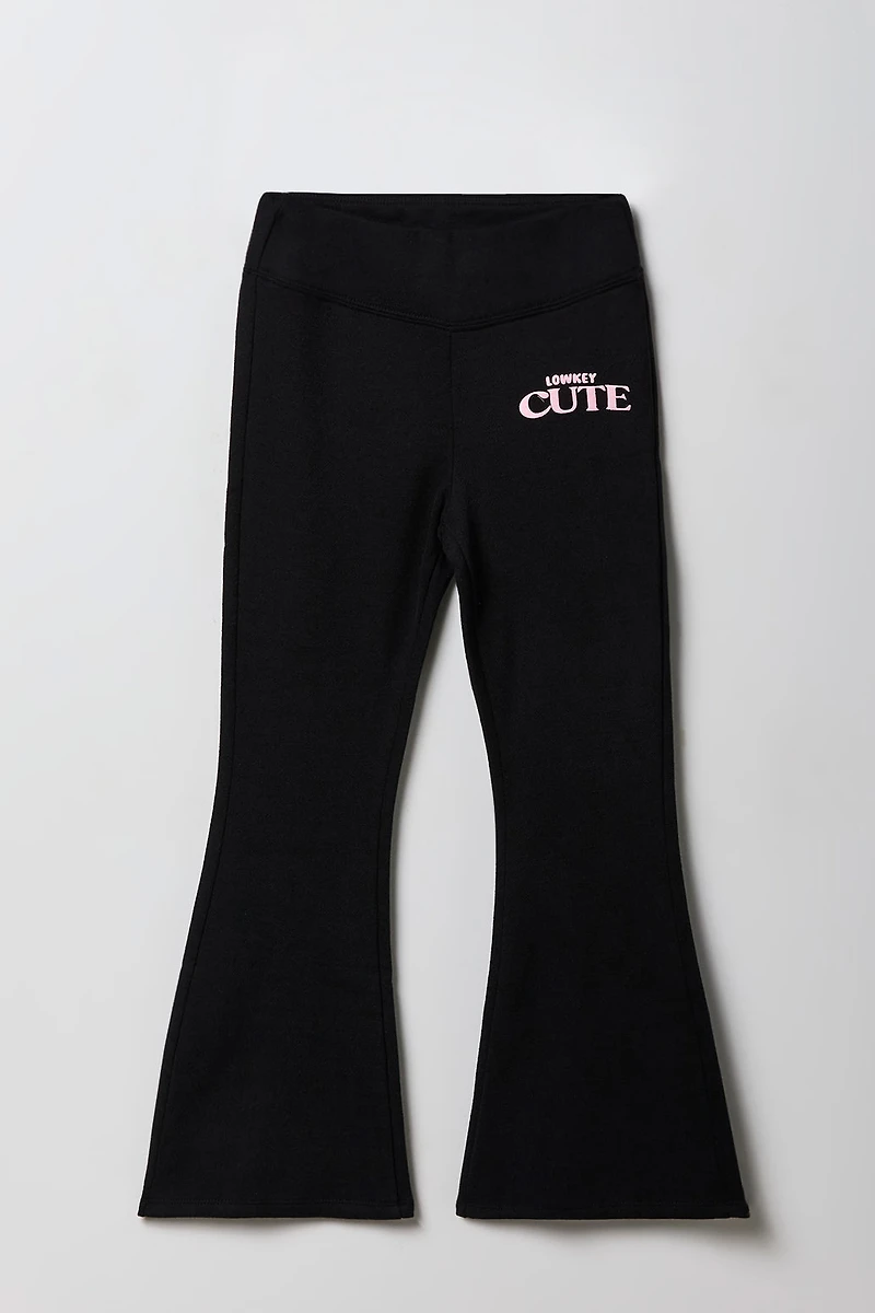 Pantalon en molleton à jambe évasée et imprimé relief pour filles