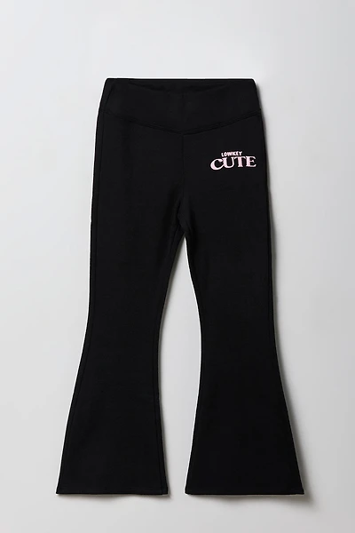 Pantalon en molleton à jambe évasée et imprimé relief pour filles