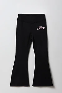 Pantalon en molleton à jambe évasée et imprimé relief pour filles