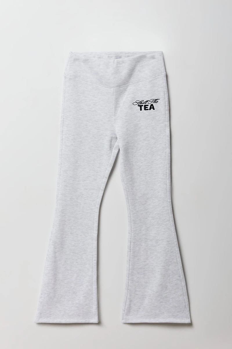 Pantalon en molleton à jambe évasée et broderie pour filles
