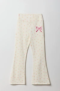 Pantalon en molleton à jambe évasée et broderie pour filles