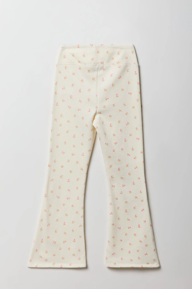Pantalon en molleton à jambe évasée et broderie pour filles