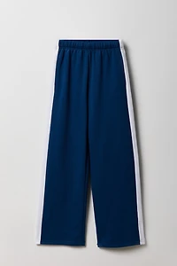 Girls Fleece Side Striped Wide Leg Sweatpant