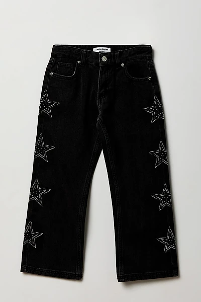 Girls Low Rise Star Studded Baggy Jean