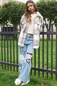 Girls Graffiti Mid Rise Wide Leg Jean